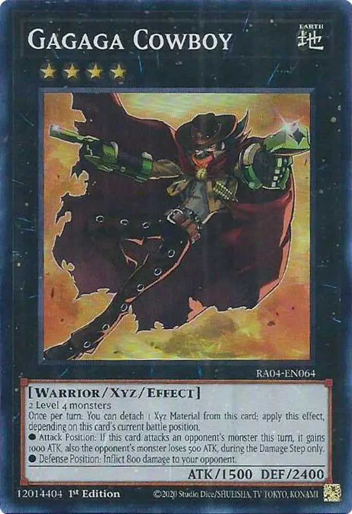 YuGiOh Trading Card Game Quarter Century Stampede Quarter Century Secret  Rare Gagaga Cowboy RA04-EN064