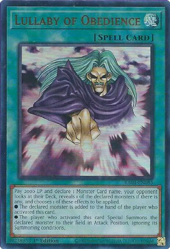 YuGiOh Trading Card Game Quarter Century Stampede Ultra Rare Lullaby of Obedience RA04-EN085