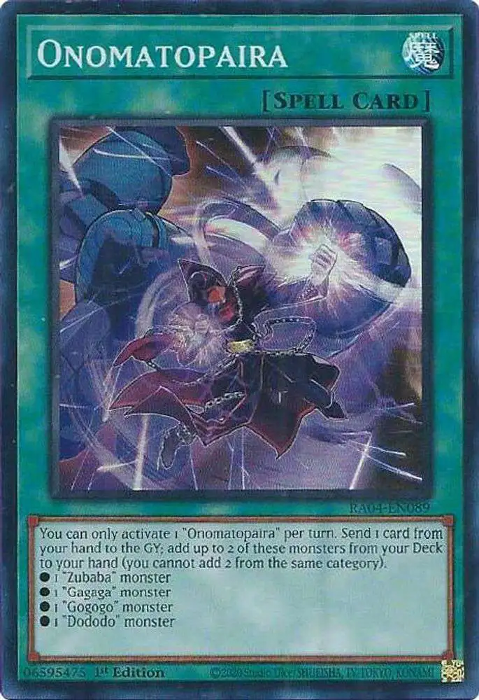 YuGiOh Trading Card Game Quarter Century Stampede Collector's Rare Onomatopaira RA04-EN089