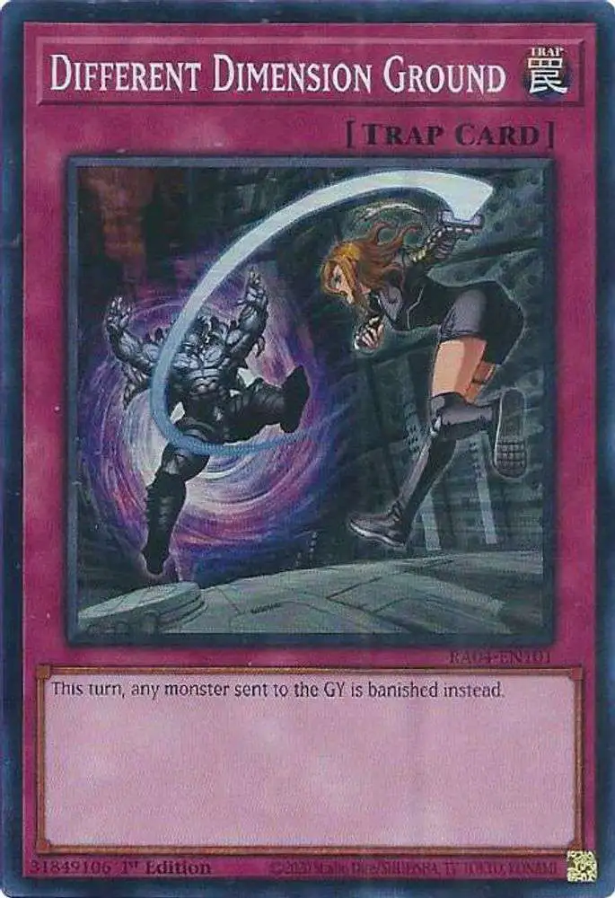 YuGiOh Trading Card Game Quarter Century Stampede Super Rare Different Dimension Ground RA04-EN101