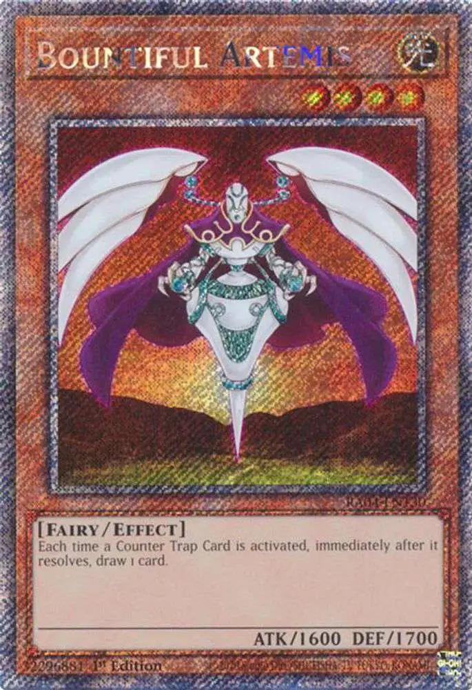 YuGiOh Trading Card Game Quarter Century Stampede Platinum Secret Rare Bountiful Artemis RA04-EN130
