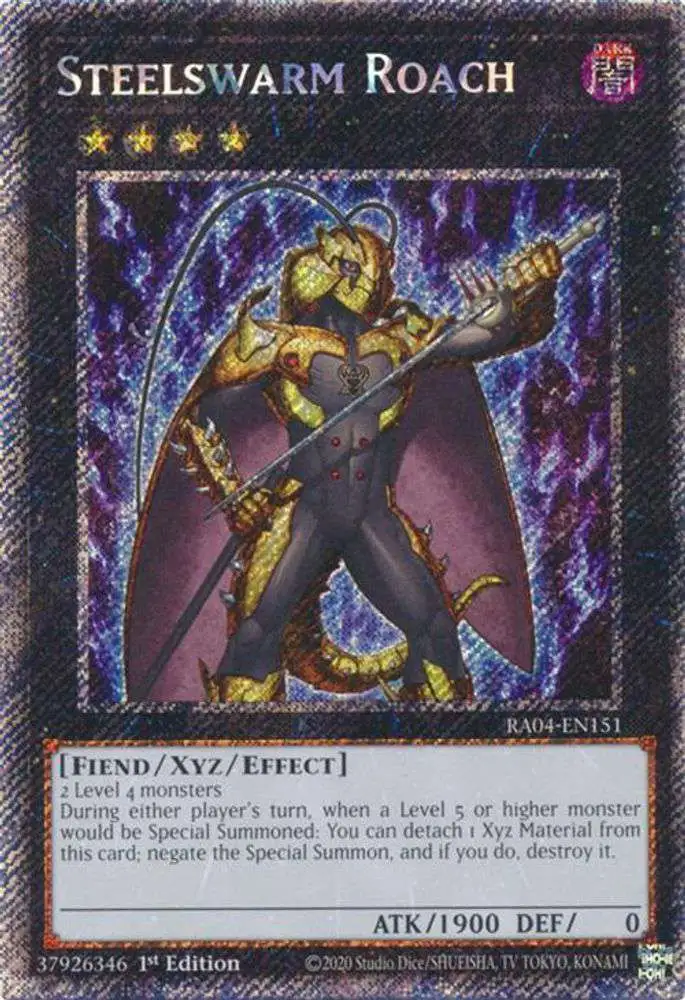 YuGiOh Trading Card Game Quarter Century Stampede Single Card Platinum Secret Rare Steelswarm Roach RA04-EN151 - ToyWiz YuGiOh Trading Card Game Quarter Century Stampede Single Card Platinum Secret Rare Steelswarm Roach RA04-EN151 - ToyWiz
