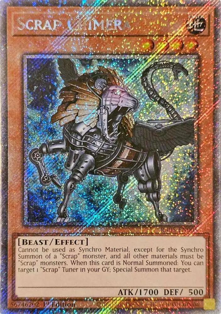 YuGiOh Trading Card Game Rarity Collection 5 Single Card Platinum Secret  Rare Scrap Chimera RA05-EN005 - ToyWiz
