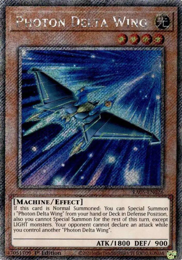 YuGiOh Trading Card Game Rarity Collection 5 Single Card Platinum Secret Rare Photon Delta Wing RA05-EN026 - ToyWiz YuGiOh Trading Card Game Rarity Collection 5 Single Card Platinum Secret Rare Photon Delta Wing RA05-EN026 - ToyWiz