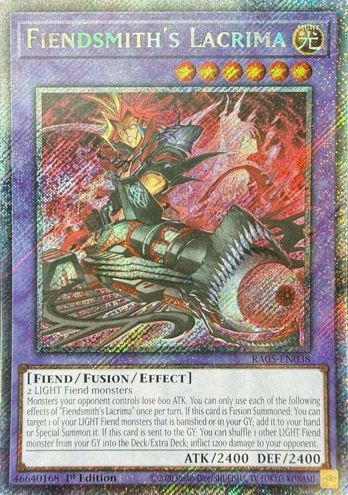 YuGiOh Trading Card Game Rarity Collection 5 Single Card Platinum Secret Rare Fiendsmiths Lacrima RA05-EN038 - ToyWiz YuGiOh Trading Card Game Rarity Collection 5 Single Card Platinum Secret Rare Fiendsmiths Lacrima RA05-EN038 - ToyWiz