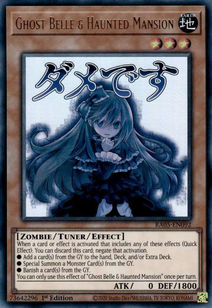 YuGiOh Trading Card Game Rarity Collection 5 Single Card Ultra Rare Ghost  Belle Haunted Mansion RA05-EN092 - ToyWiz