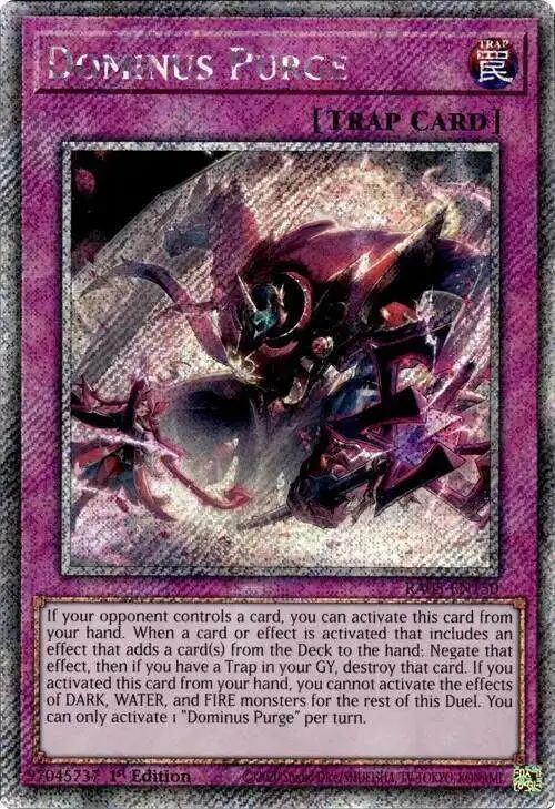 what is a secret rare yugioh card Trading Game Rarity Collection 5 Single Card Platinum Dominus Purge RA05-EN150 Small World (Platinum Secret Rare)