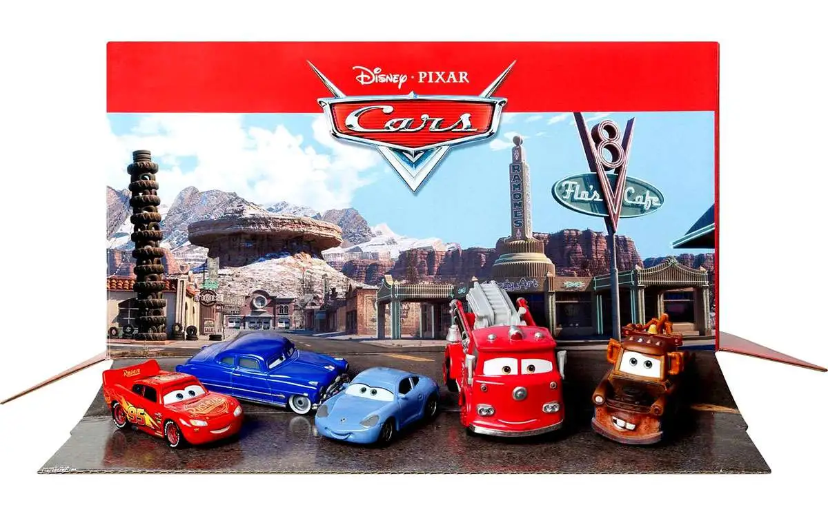 Disney Pixar Cars Flos V8 Cafe in Radiator Springs 155 Diecast Car 5-Pack  Collection Lightning McQueen, Red, Sally, Mater Hudson Hornet Mattel Toys -  ToyWiz