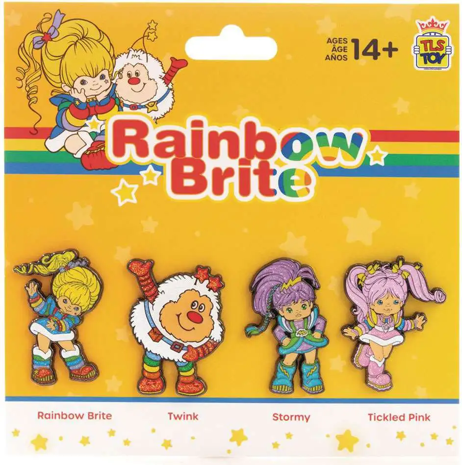 Glitter Rainbow Brite, Twink, Stormy & Tickled Pink Enamel Pin 4-Pack