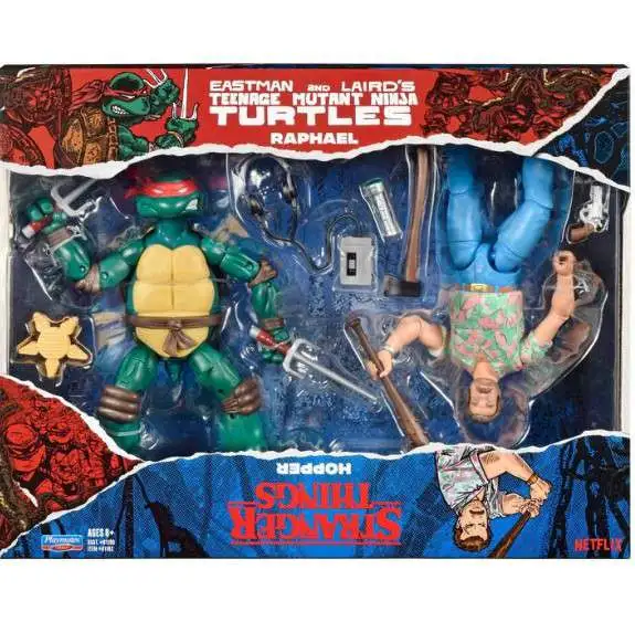 Teenage Mutant Ninja Turtles Stranger Things Raphael & Hopper Exclusive Action Figure 2-Pack [Upside Down Remix, Damaged Package]