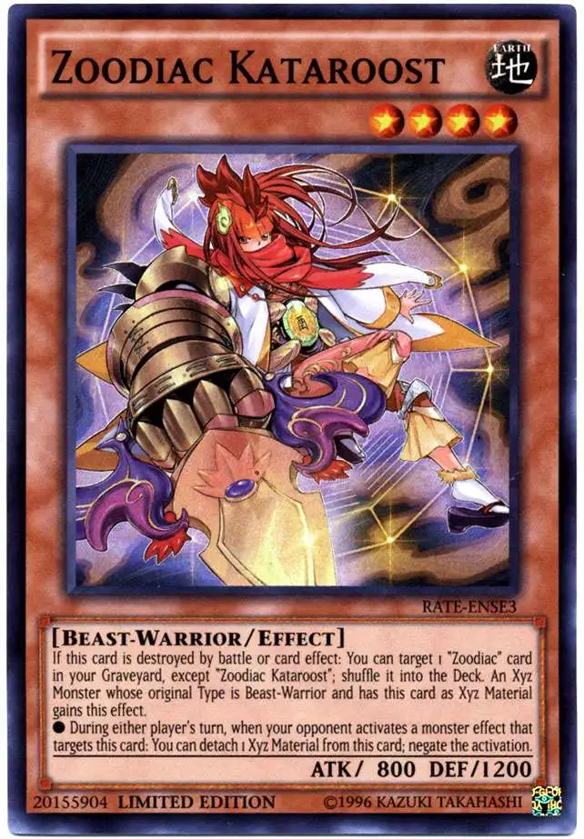 YuGiOh Raging Tempest Super Rare Zoodiac Kataroost RATE-ENSE3