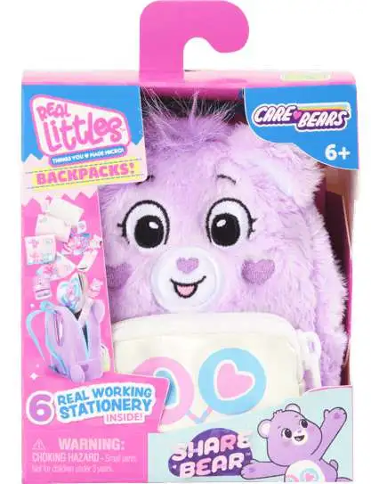 Care Bears Real Littles Backpacks! Share Bear Pack [1 Mini Backpack & 6 Stationary Surprises]