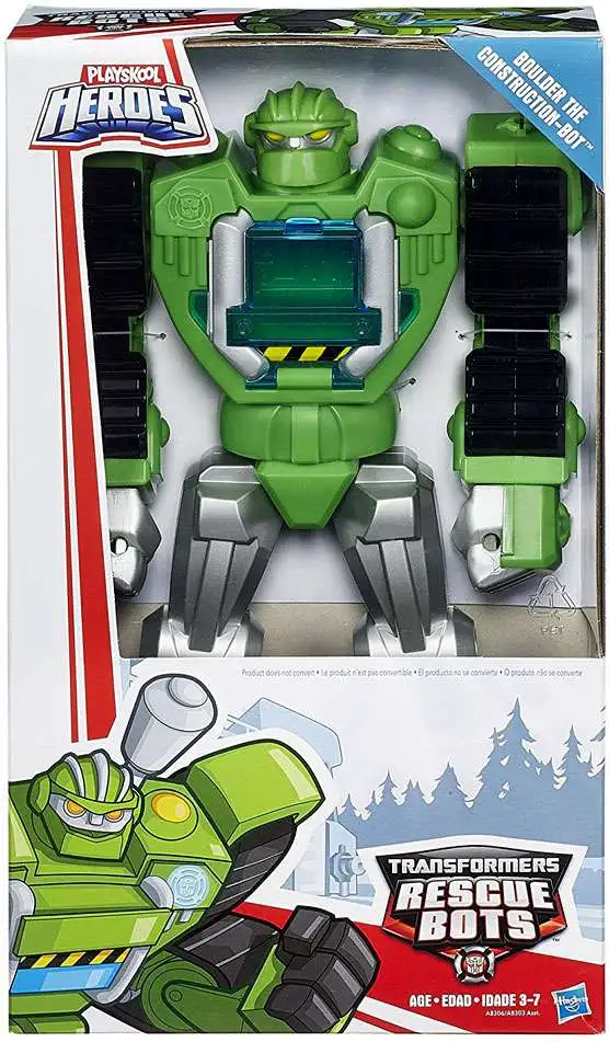 Transformers Playskool Heroes Rescue Bots Boulder the Construction-Bot 11" Action Figure [Damaged Package]