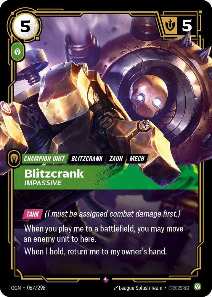 Riftbound: League of Legends Trading Card Game Origins Rare Blitzcrank - Impassive #067