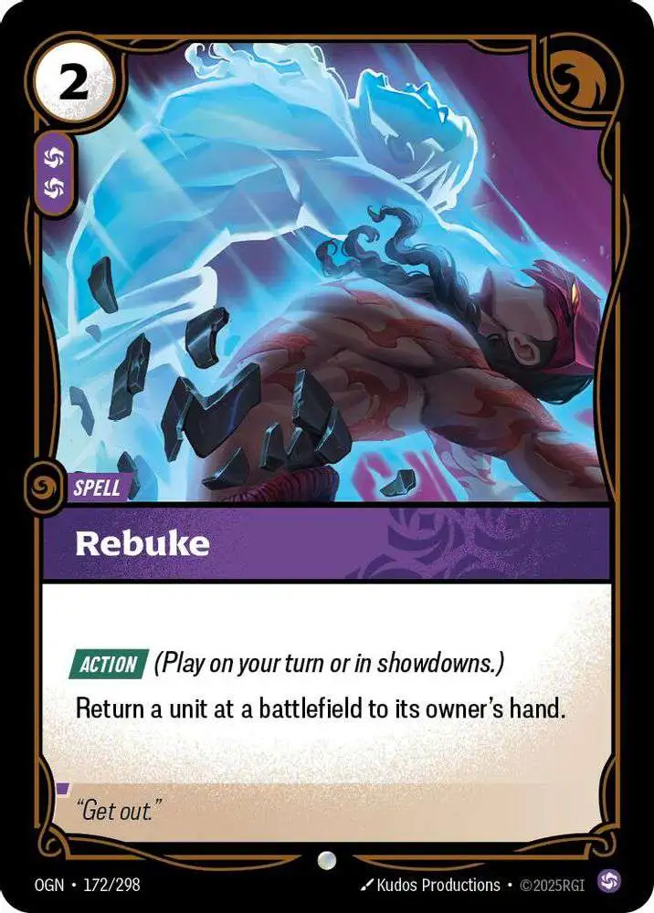 Riftbound League of Legends Trading Card Game Origins Single Card Common  Rebuke 172 - ToyWiz