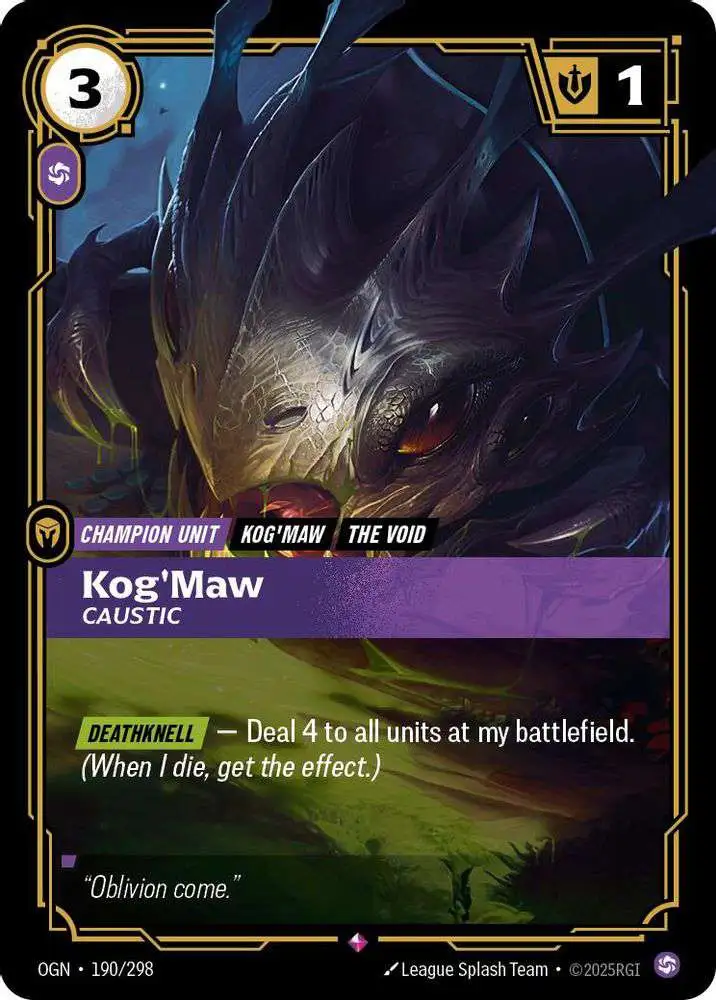 Riftbound: League of Legends Trading Card Game Origins Rare Kog'Maw - Caustic #190