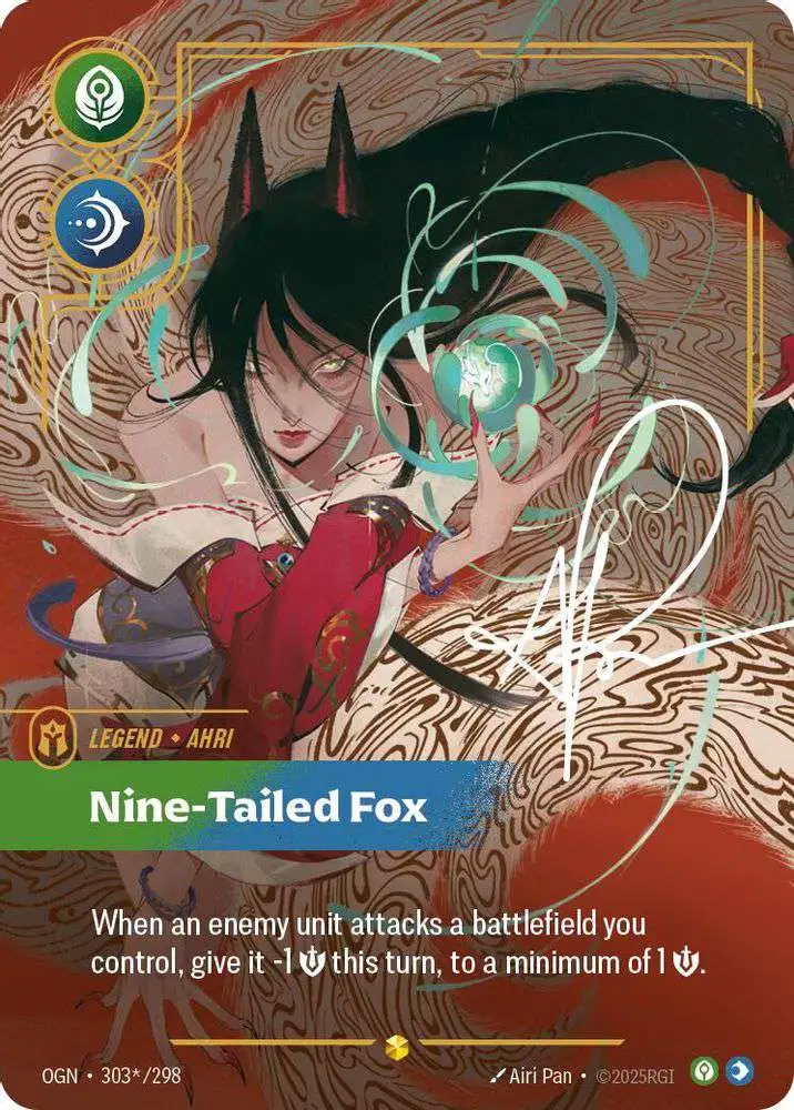 Riftbound League of Legends Trading Card Game Origins Single Card Showcase  Ahri - Nine-Tailed Fox 303 Signature - ToyWiz