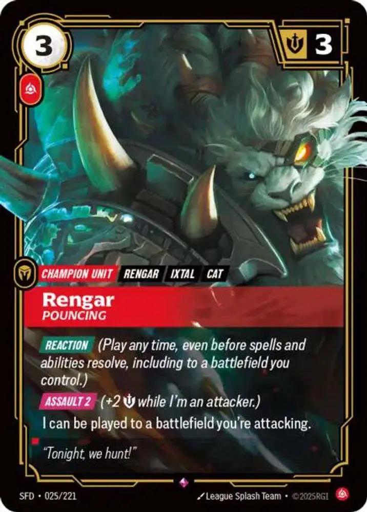 riftbound rare cards Riftbound League of Legends Trading Card Game Spiritforged Single Card Rare  Rengar - Pouncing 025