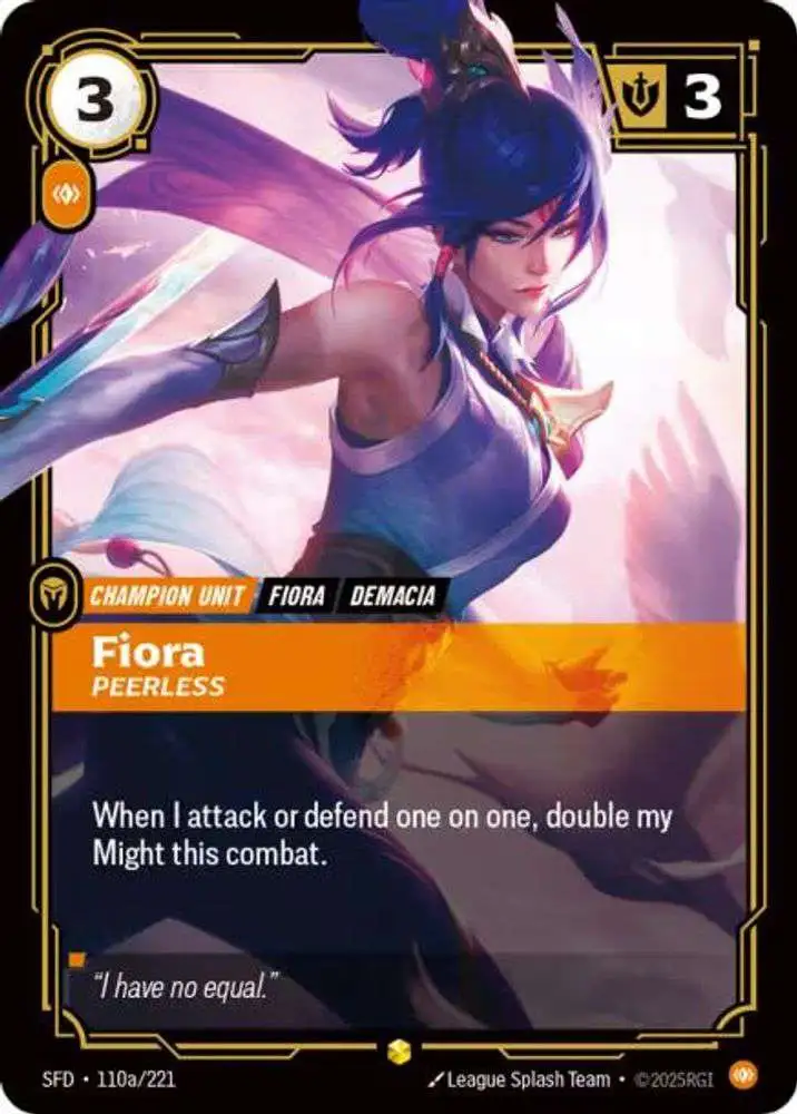 Riftbound League of Legends Trading Card Game Spiritforged Single Card  Showcase Fiora - Peerless 110a Alternate Art - ToyWiz