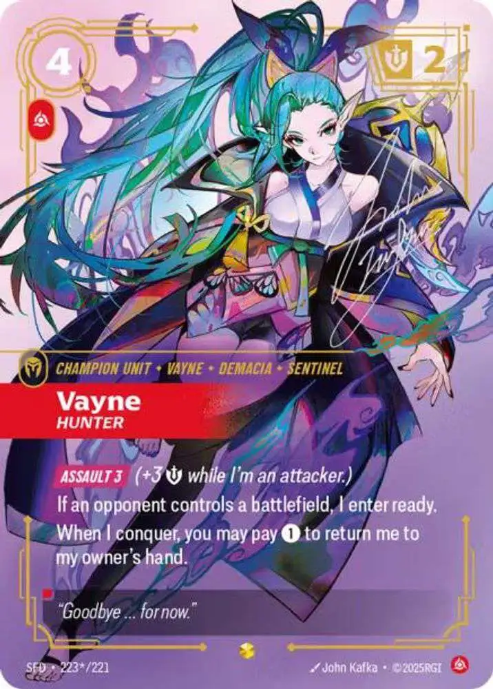 Riftbound League of Legends Trading Card Game Spiritforged Single Card  Showcase Vayne - Hunter 223 Signature - ToyWiz