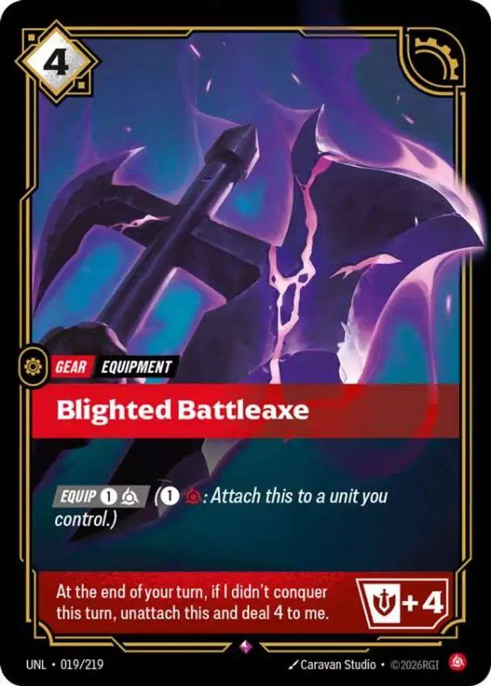 rare league cards Riftbound of Legends Trading Card Game Unleashed Single Card Blighted Battleaxe 019 FOIL How to Get Rose's Rare