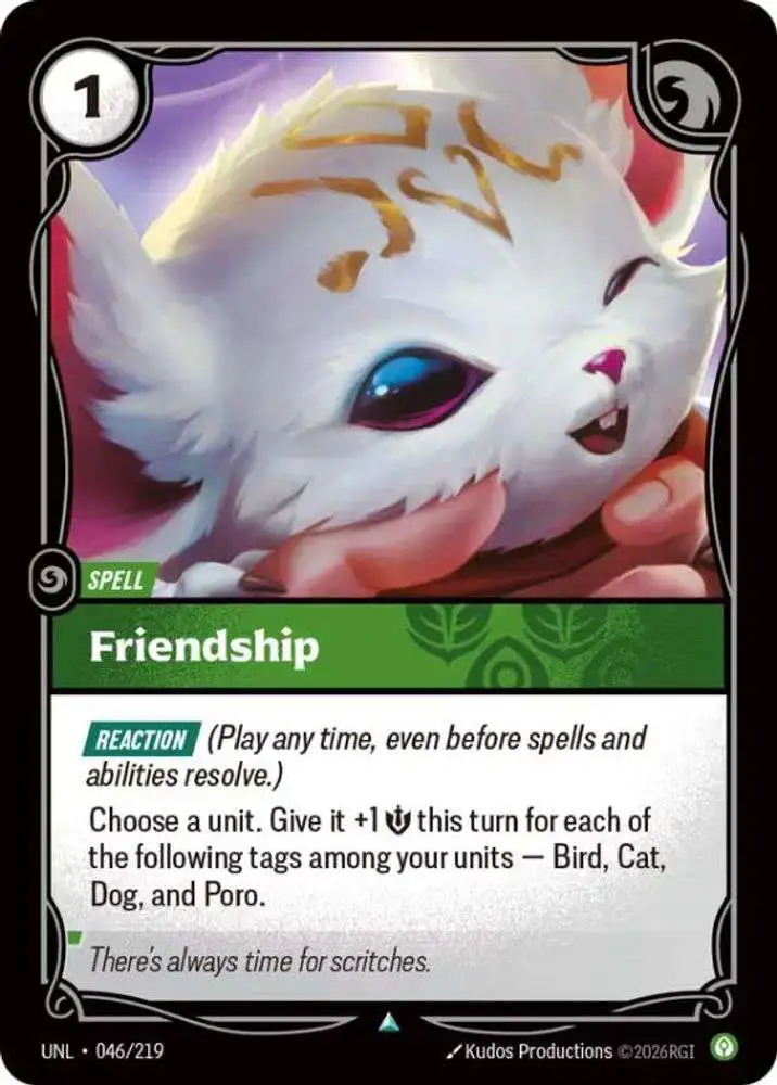 lol riftbound cards League of Legends Trading Card Game Unleashed Single Card Uncommon Friendship 046 Flesh and Blood Riftbound: League of Legends Unleashed