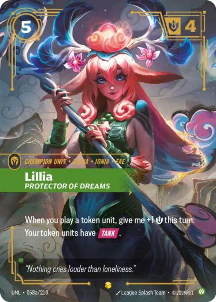 riftbound card art League of Legends Trading Game Unleashed Single Card Showcase Lillia - Protector of Dreams 058a Alternate and the chaos of constant play Riftbound TCG – Riot Games'