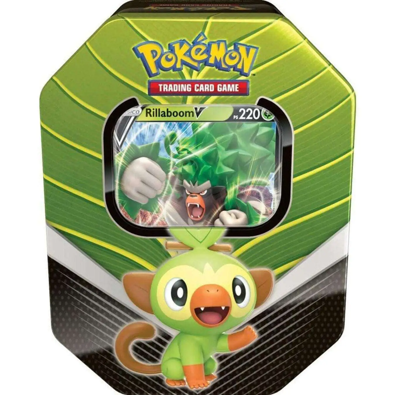 Pokemon Galar Partners Rillaboom V Tin Set [4 Booster Packs & Promo Card]