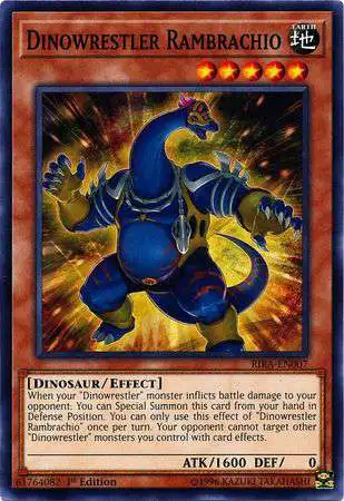 YuGiOh Rising Rampage Common Dinowrestler Rambrachio RIRA-EN007