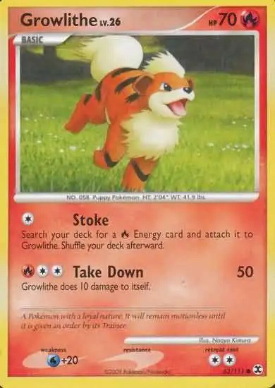 Pokemon Platinum Rising Rivals Common Growlithe #63 [Lightly Played]