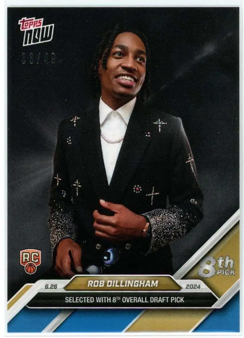 NBA Minnesota Timberwolves 2024 NOW Basketball Blue 33/49 Rob Dillingham D-5 [Rookie Card, 8th Overall Draft Pick]