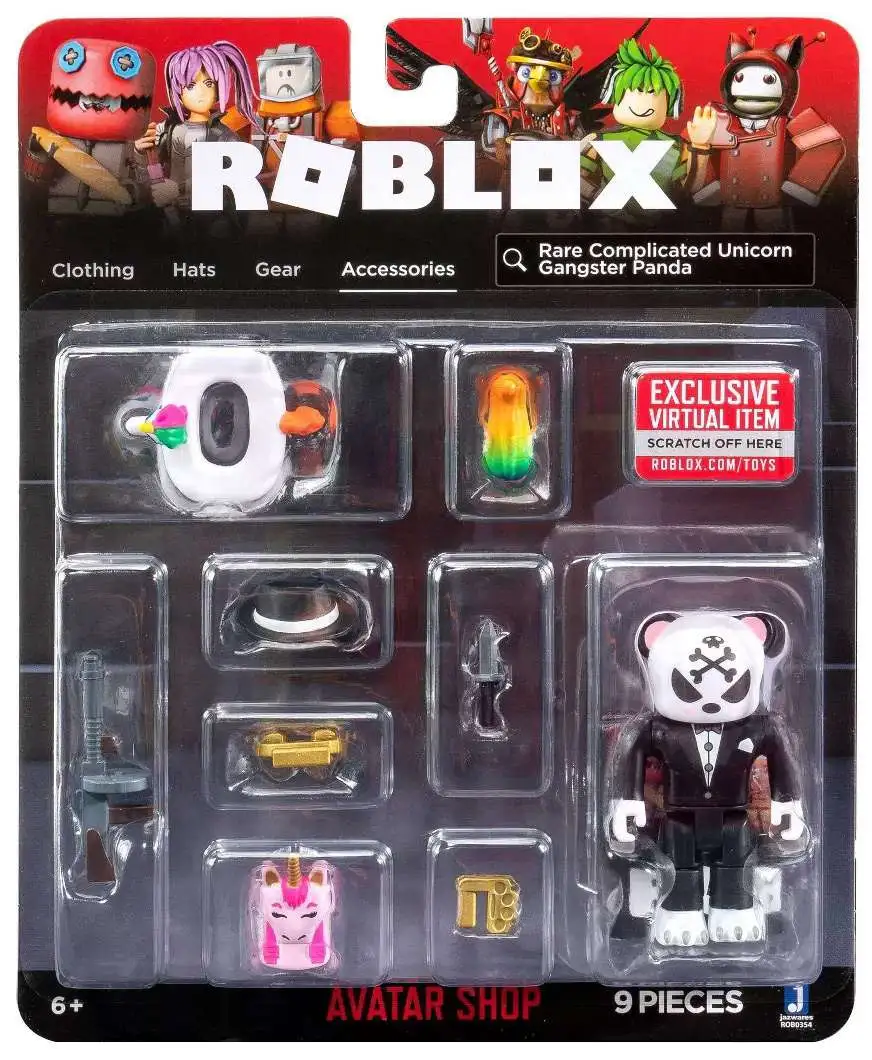 Roblox Avatar Shop Series Collection - Rare Complicated Unicorn Gangster  Panda Figure Pack [Includes Exclusive Virtual Item]