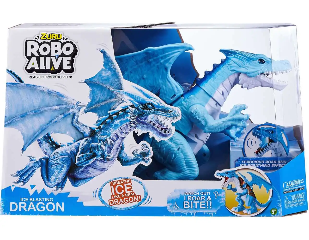 Robo Alive Ice Blasting Dragon Robotic Pet Figure [Blue, Damaged Package]