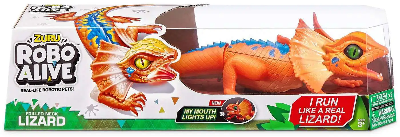 Robo Alive Frill Neck Lizard Robotic Pet Figure Orange