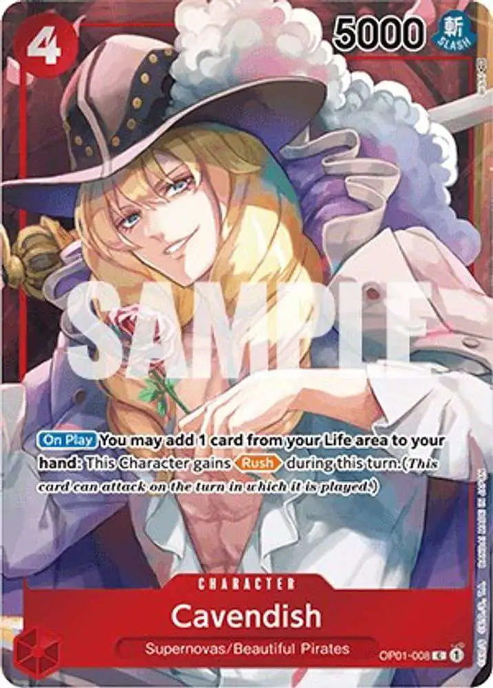 One Piece Trading Card Game Romance Dawn Common Cavendish OP01-008 [Box Topper]