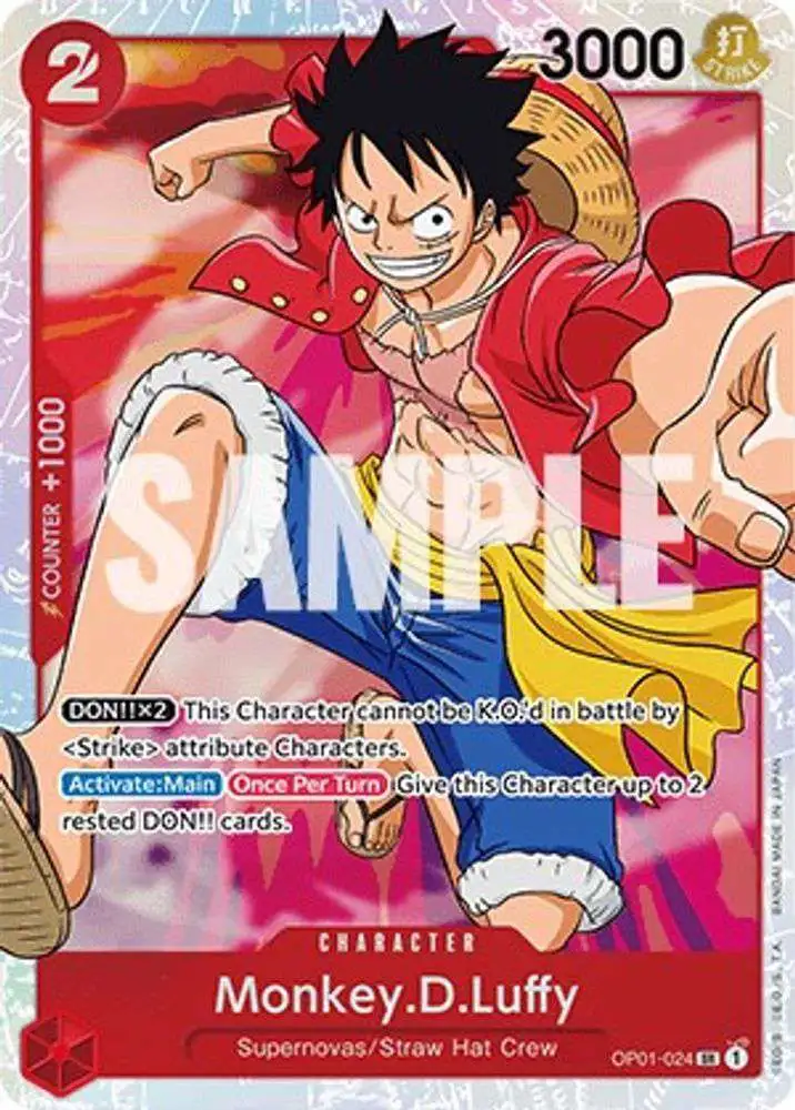 One Piece Trading Card Game Romance Dawn Super Rare Monkey D. Luffy OP01-024