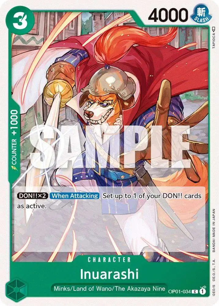 One Piece Trading Card Game Romance Dawn Common Inuarashi OP01-034