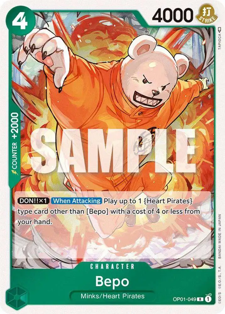 One Piece Trading Card Game Romance Dawn Rare Bepo OP01-049