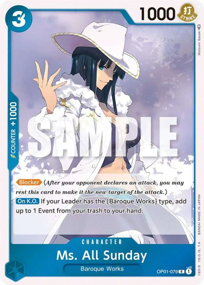 One Piece Trading Card Game Romance Dawn Rare Ms. All Sunday OP01-079