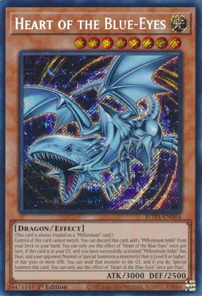 YuGiOh Trading Card Game Rage of the Abyss Secret Rare Heart of the Blue-Eyes ROTA-EN004