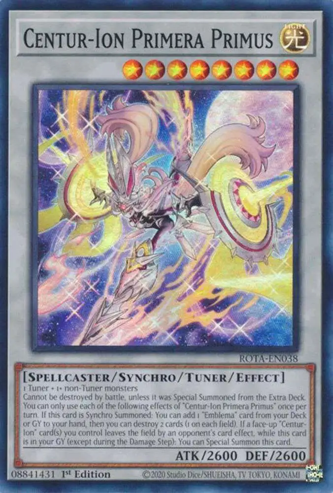 YuGiOh Trading Card Game Rage of the Abyss Super Rare Centur-Ion Primera Primus ROTA-EN038