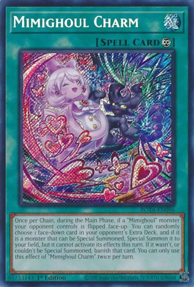 YuGiOh Trading Card Game Rage of the Abyss Secret Rare Mimighoul Charm ROTA-EN096 YuGiOh Trading Card Game Rage of the Abyss Secret Rare Mimighoul Charm ROTA-EN096