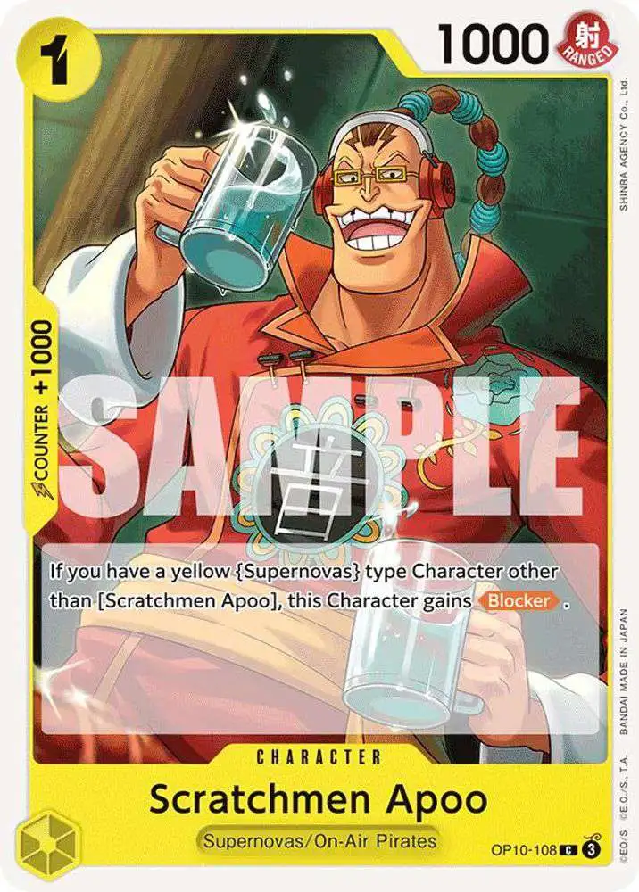 One Piece Trading Card Game Royal Blood Common Scratchmen Apoo OP10-108