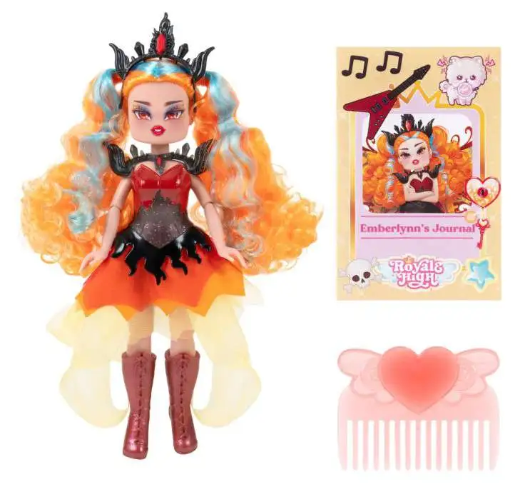 Royale High Series 2 Emberlynn the Fire Fairy 9 Doll Fairy Journal, Comb  Virtual Item Code for Fire Wings Jazwares - ToyWiz