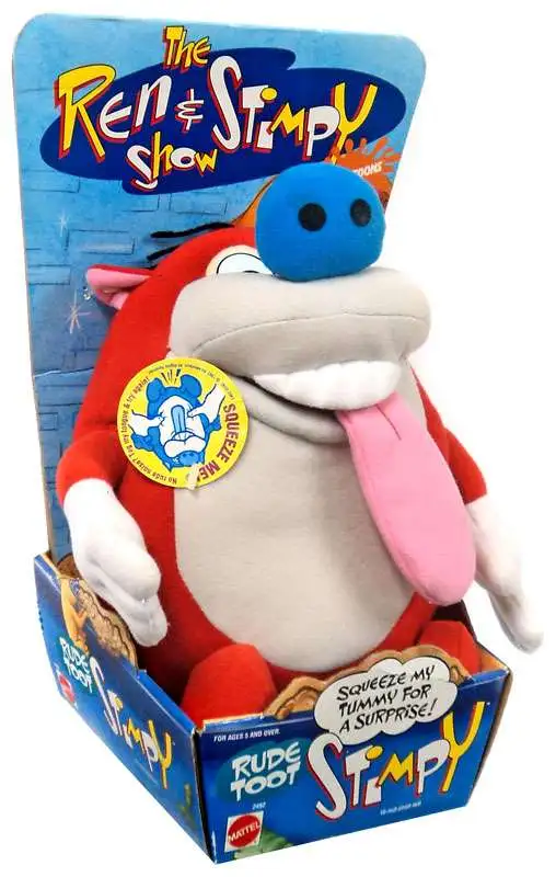 NickToons Ren Stimpy Rude Toot Stimpy Plush with Sound Mattel ToyWiz