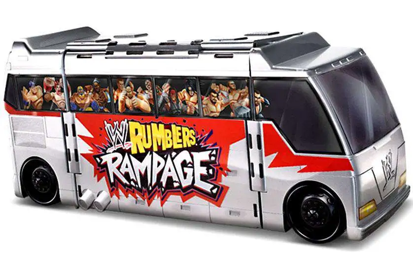 WWE Rumblers Rampage Transforming Tour Bus Wrestling Playset W The Rock Figure 