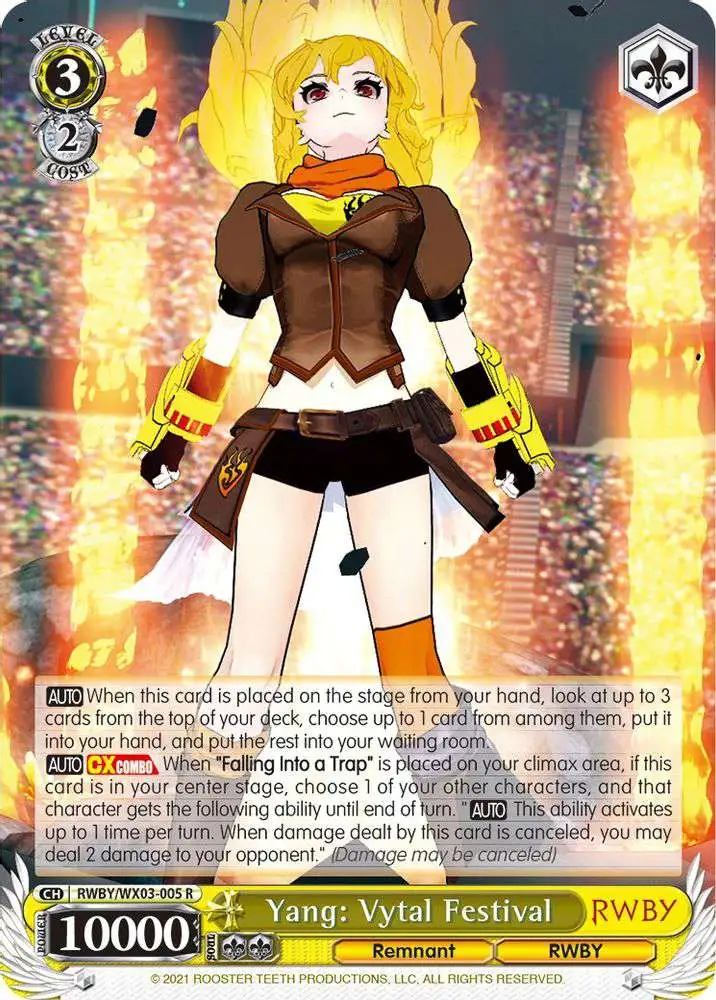 Weiss Schwarz Trading Card Game RWBY Rare Yang: Vytal Festival RWBY/WX03-005