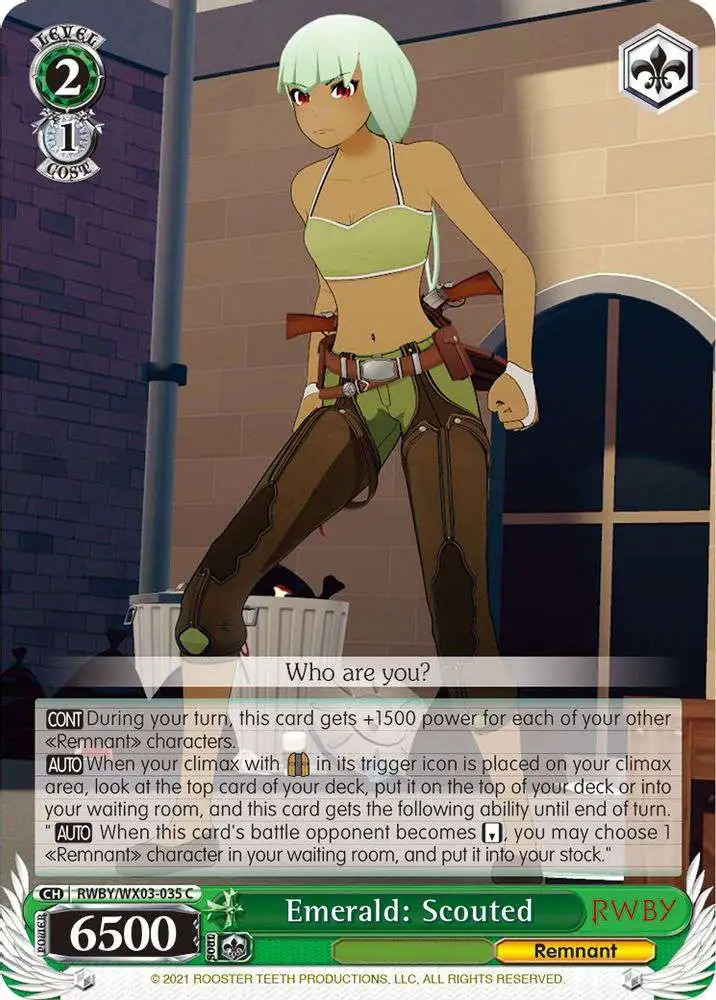 Weiss Schwarz Trading Card Game RWBY Common Emerald: Scouted RWBY/WX03-035