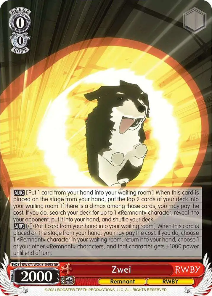 Weiss Schwarz Trading Card Game RWBY Super Rare Zwei RWBY/WX03-049S