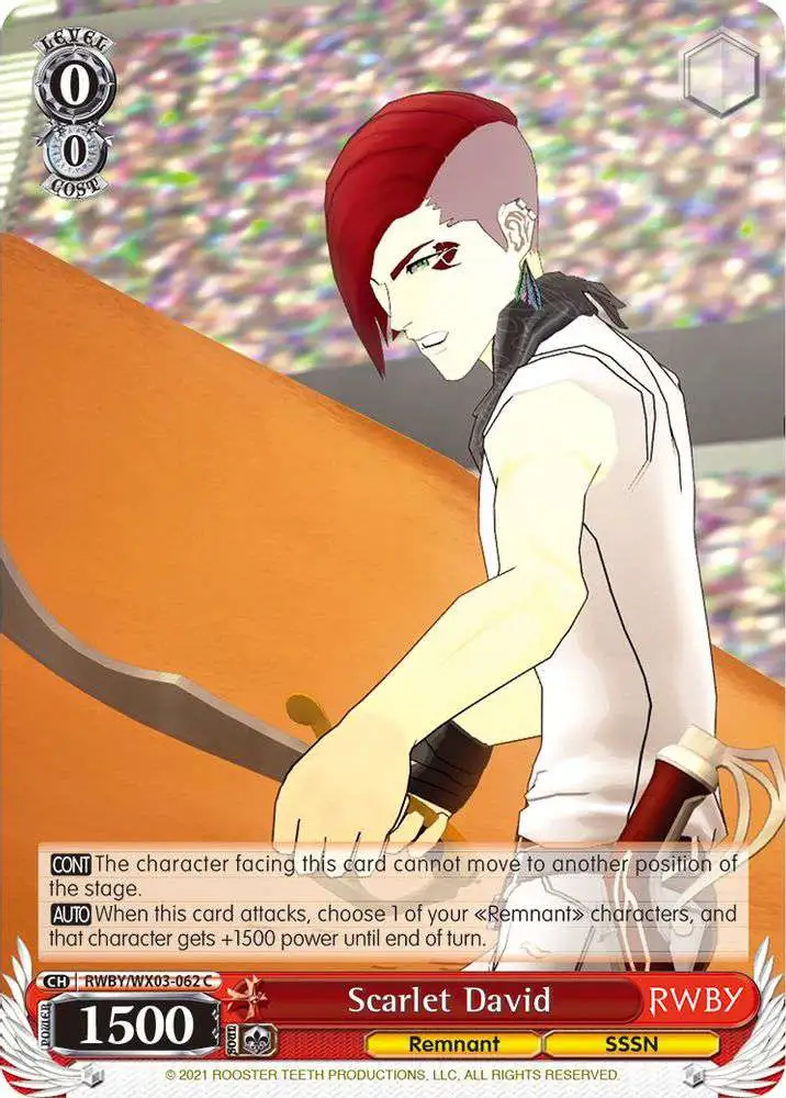 Weiss Schwarz Trading Card Game RWBY Common Scarlet David RWBY/WX03-062